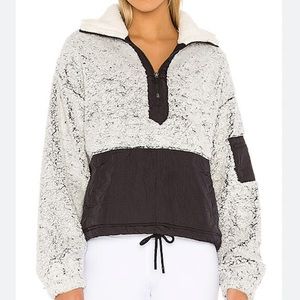 Free People BFF Grey and Black Fleece Pullover Sweater size M